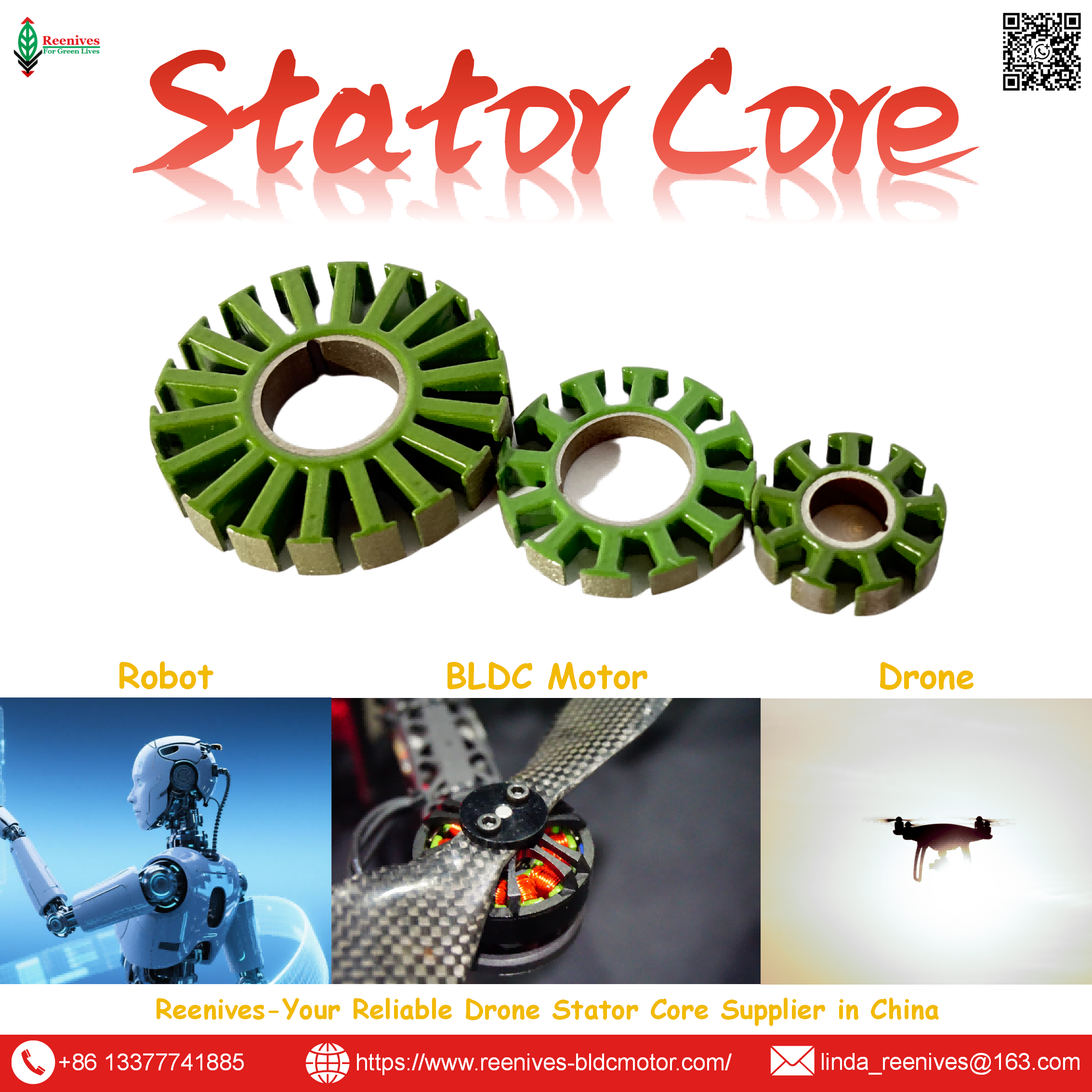 12 pole stator for drone, UAV & industrial motors. 12N14P configuration, precision stamping, epoxy coating. Trusted.